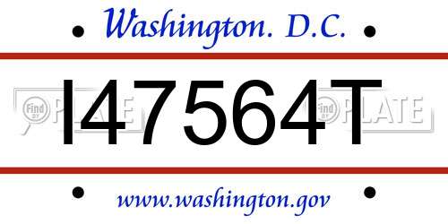 I47564T District Of Columbia License Plate