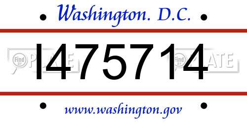 I475714 District Of Columbia License Plate
