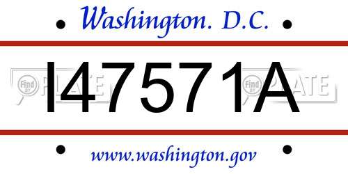I47571A District Of Columbia License Plate
