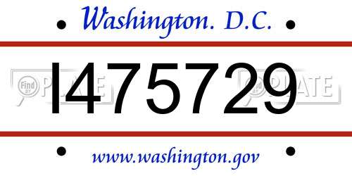 I475729 District Of Columbia License Plate
