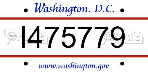 I475779 District Of Columbia License Plate