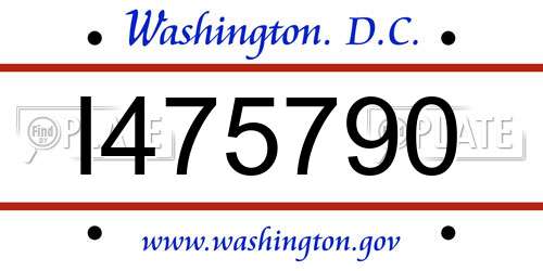 I475790 District Of Columbia License Plate