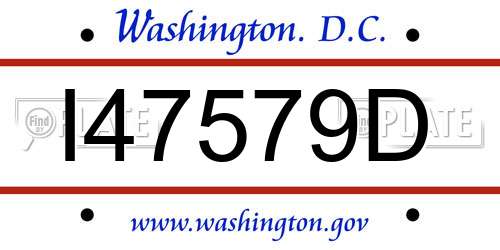 I47579D District Of Columbia License Plate