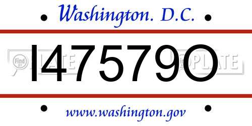 I47579O District Of Columbia License Plate