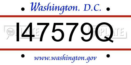 I47579Q District Of Columbia License Plate