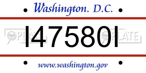 I47580I District Of Columbia License Plate