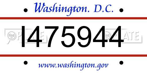 I475944 District Of Columbia License Plate