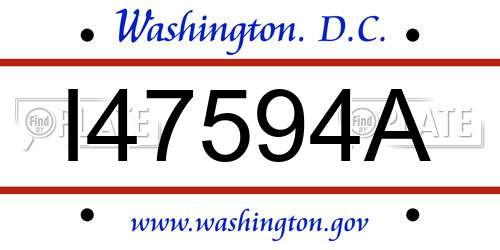 I47594A District Of Columbia License Plate