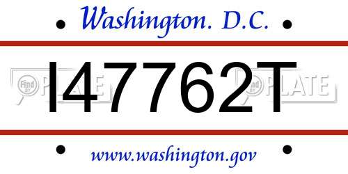 I47762T District Of Columbia License Plate