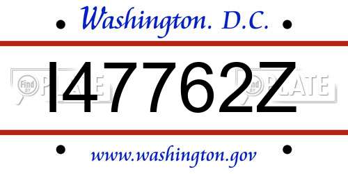 I47762Z District Of Columbia License Plate