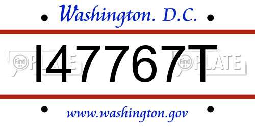 I47767T District Of Columbia License Plate