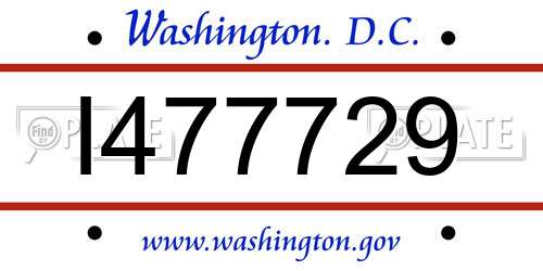 I477729 District Of Columbia License Plate
