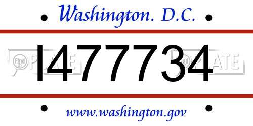 I477734 District Of Columbia License Plate
