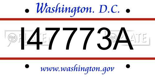 I47773A District Of Columbia License Plate