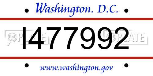 I477992 District Of Columbia License Plate