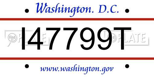 I47799T District Of Columbia License Plate