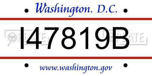 I47819B District Of Columbia License Plate