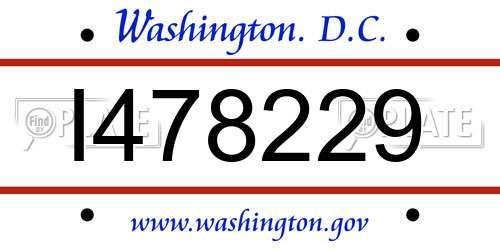 I478229 District Of Columbia License Plate