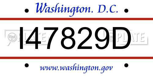 I47829D District Of Columbia License Plate