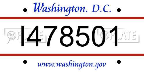 I478501 District Of Columbia License Plate