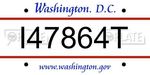I47864T District Of Columbia License Plate
