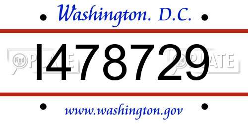 I478729 District Of Columbia License Plate