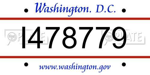 I478779 District Of Columbia License Plate