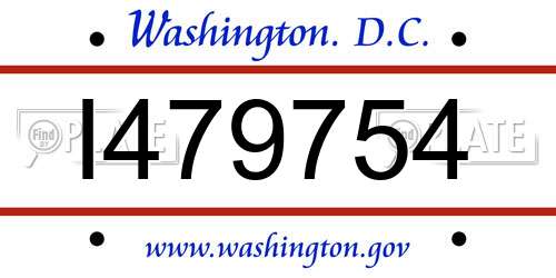 I479754 District Of Columbia License Plate