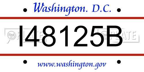 I48125B District Of Columbia License Plate