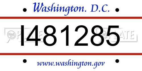 I481285 District Of Columbia License Plate