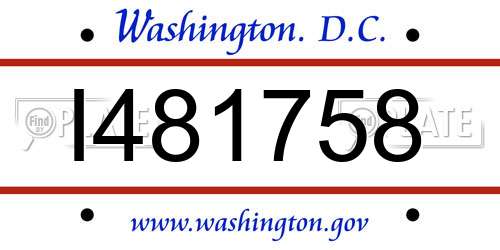 I481758 District Of Columbia License Plate