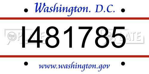 I481785 District Of Columbia License Plate