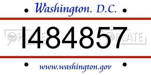 I484857 District Of Columbia License Plate