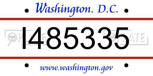 I485335 District Of Columbia License Plate