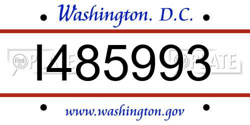 I485993 District Of Columbia License Plate