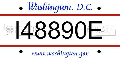 I48890E District Of Columbia License Plate
