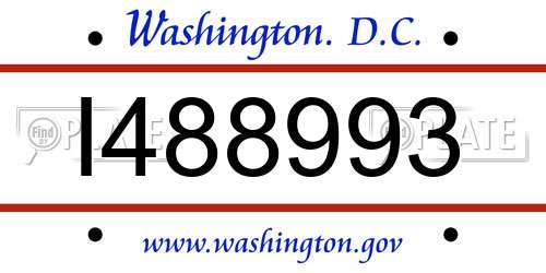 I488993 District Of Columbia License Plate