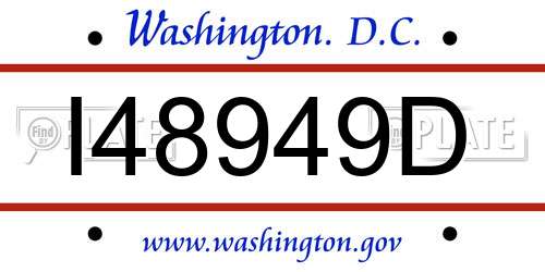 I48949D District Of Columbia License Plate