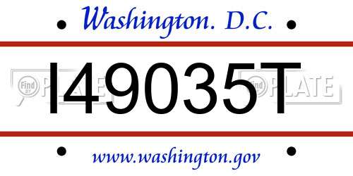 I49035T District Of Columbia License Plate