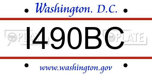 I490BC District Of Columbia License Plate