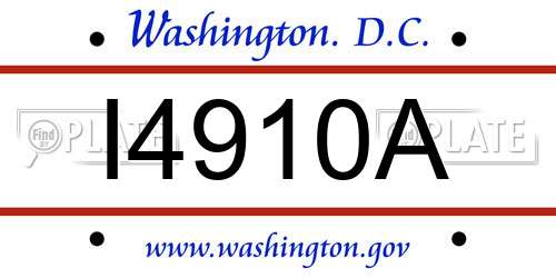 I4910A District Of Columbia License Plate