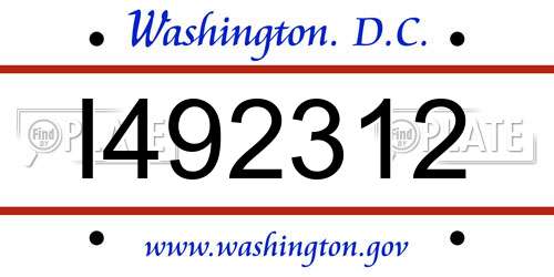 I492312 District Of Columbia License Plate