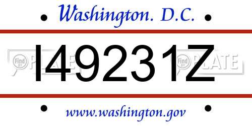 I49231Z District Of Columbia License Plate