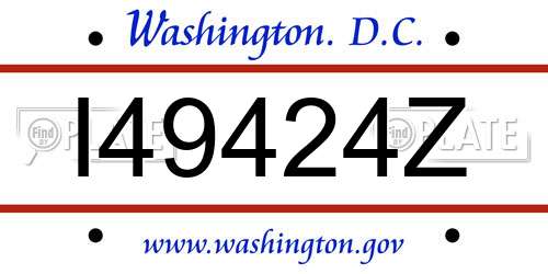 I49424Z District Of Columbia License Plate