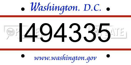 I494335 District Of Columbia License Plate