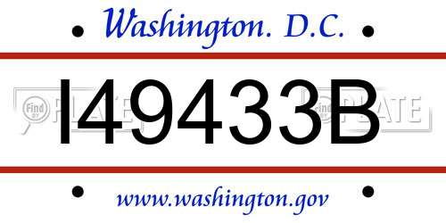 I49433B District Of Columbia License Plate