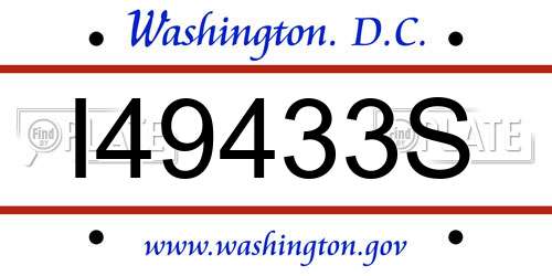 I49433S District Of Columbia License Plate
