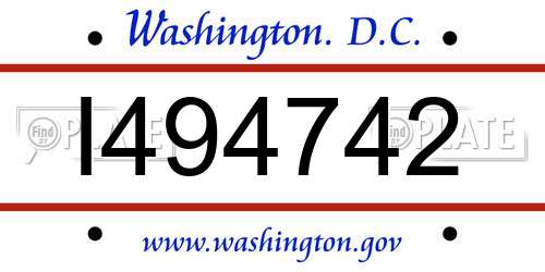 I494742 District Of Columbia License Plate