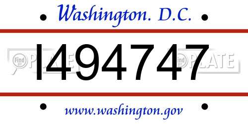 I494747 District Of Columbia License Plate