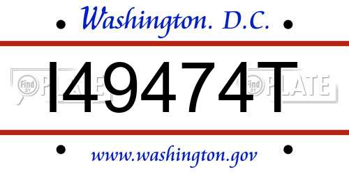 I49474T District Of Columbia License Plate